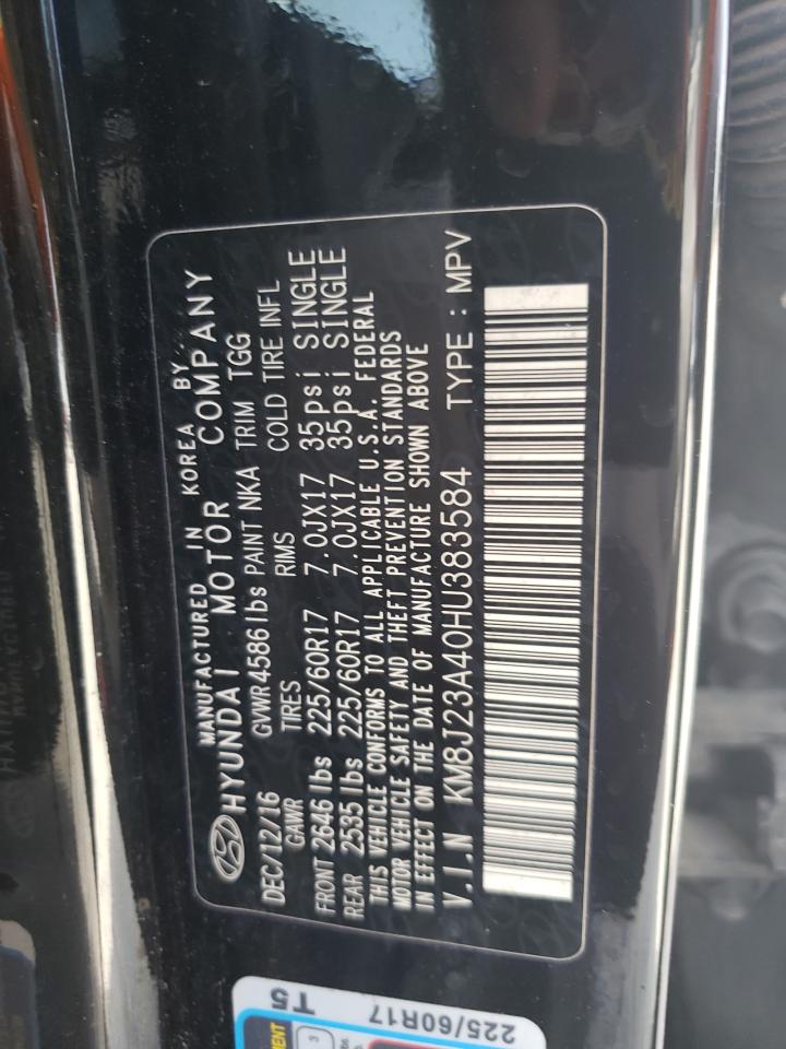 2017 Hyundai Tucson Se VIN: KM8J23A40HU383584 Lot: 64657354