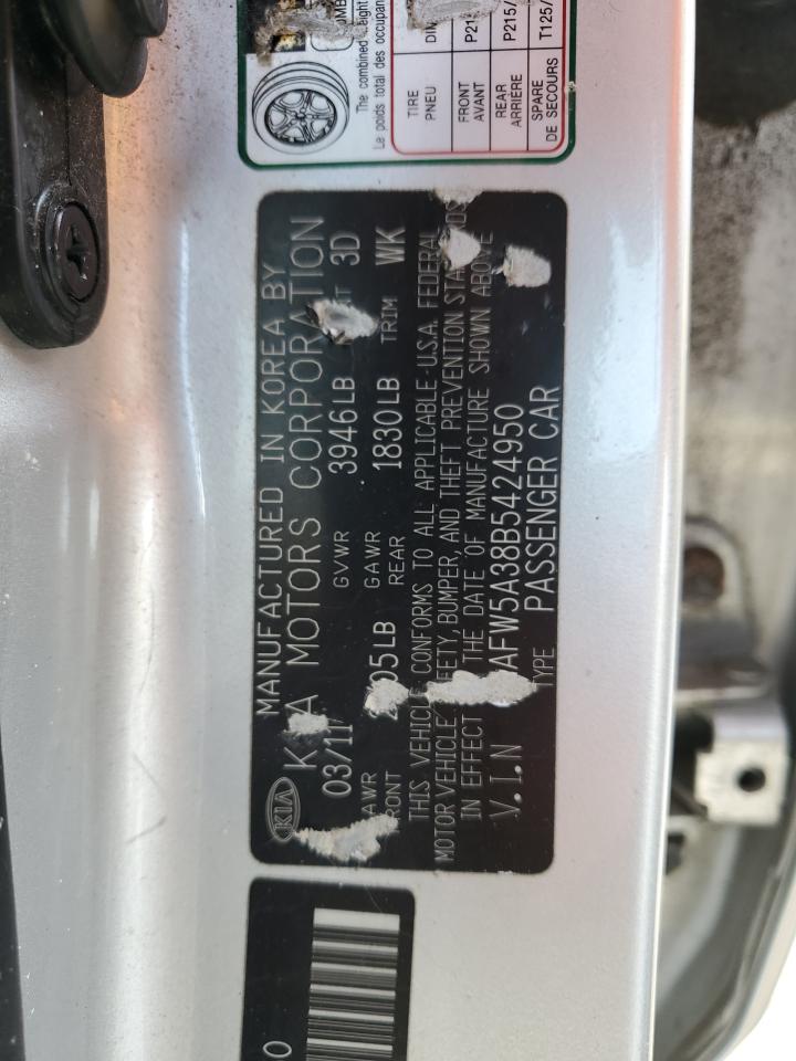 2011 Kia Forte Sx VIN: KNAFW5A38B5424950 Lot: 61618234