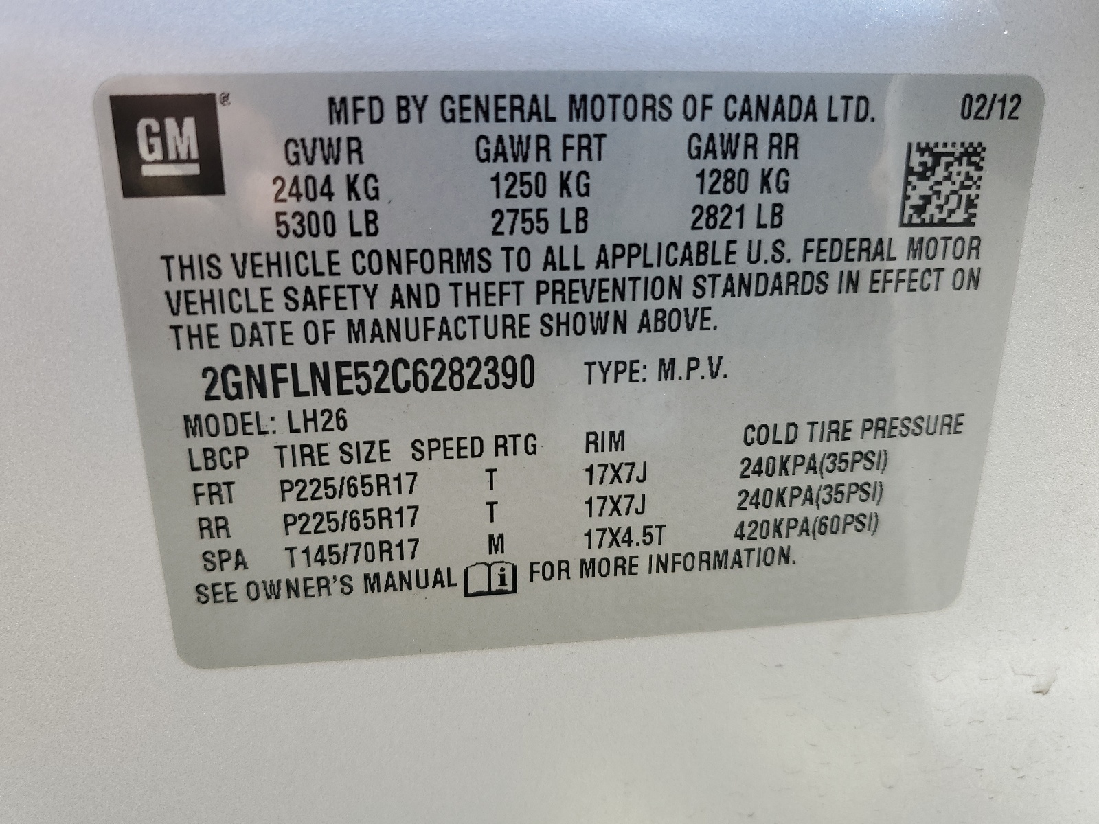 2GNFLNE52C6282390 2012 Chevrolet Equinox Lt