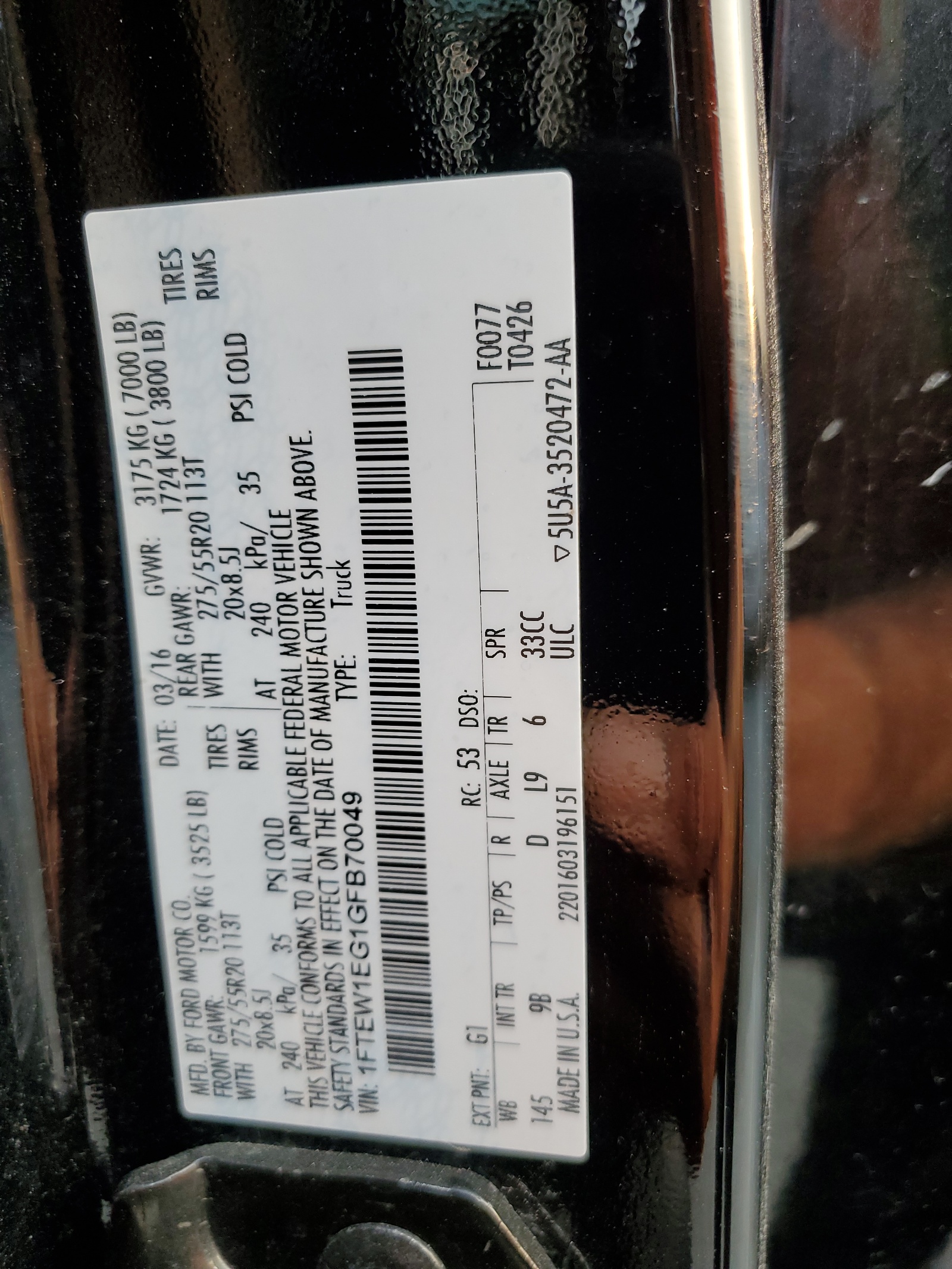 1FTEW1EG1GFB70049 2016 Ford F150 Supercrew