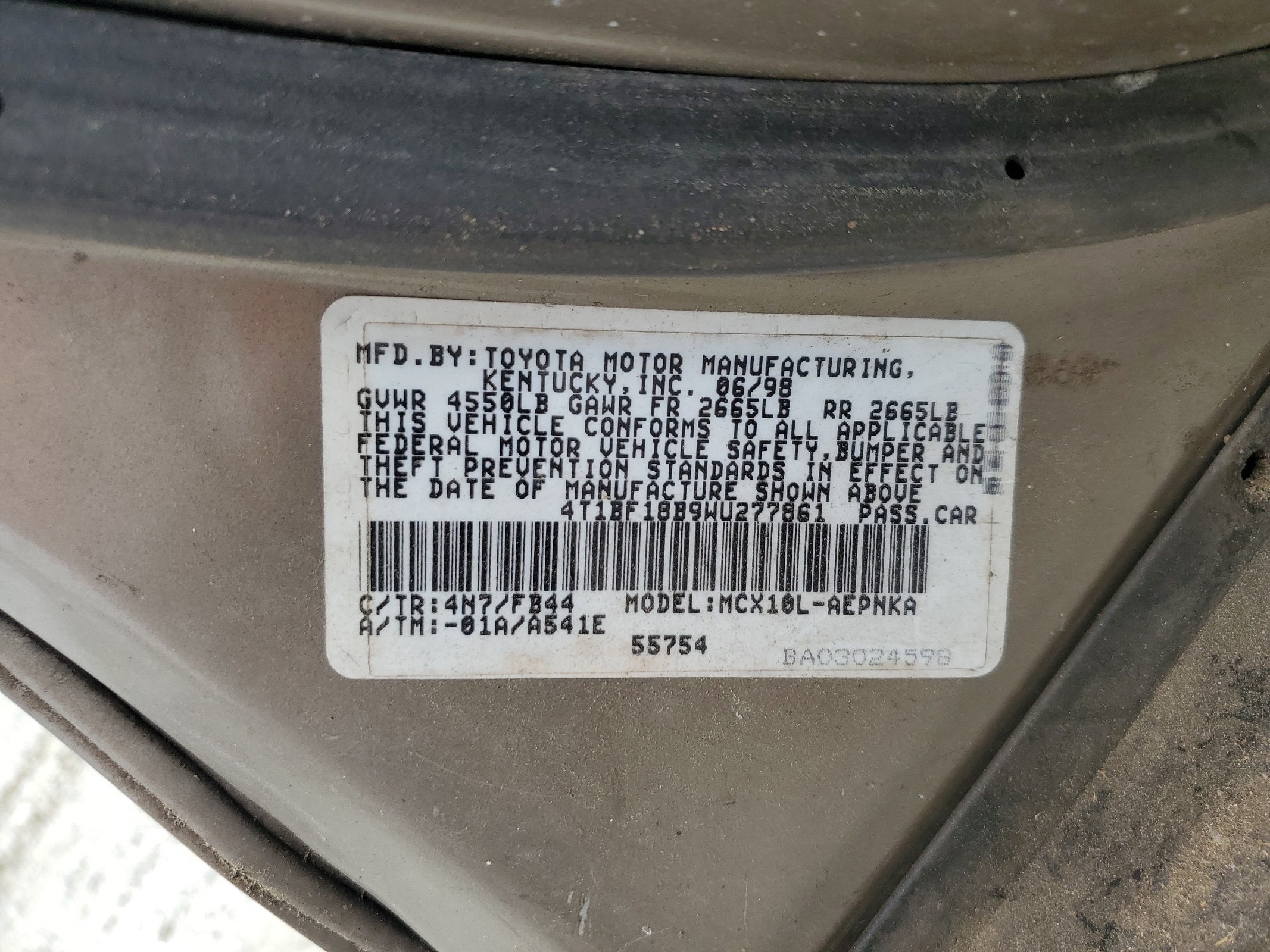 4T1BF18B9WU277861 1998 Toyota Avalon Xl