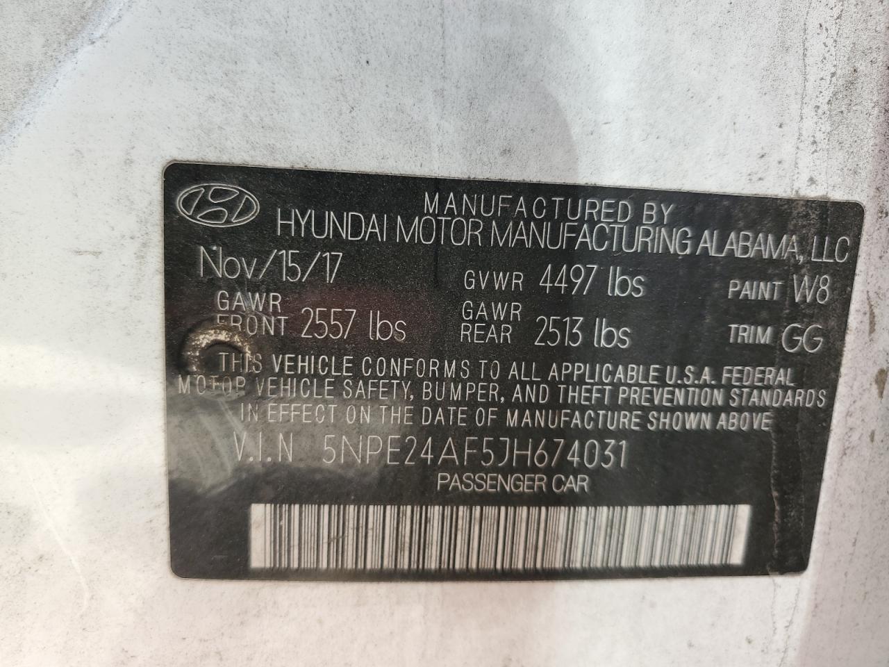 5NPE24AF5JH674031 2018 Hyundai Sonata Se