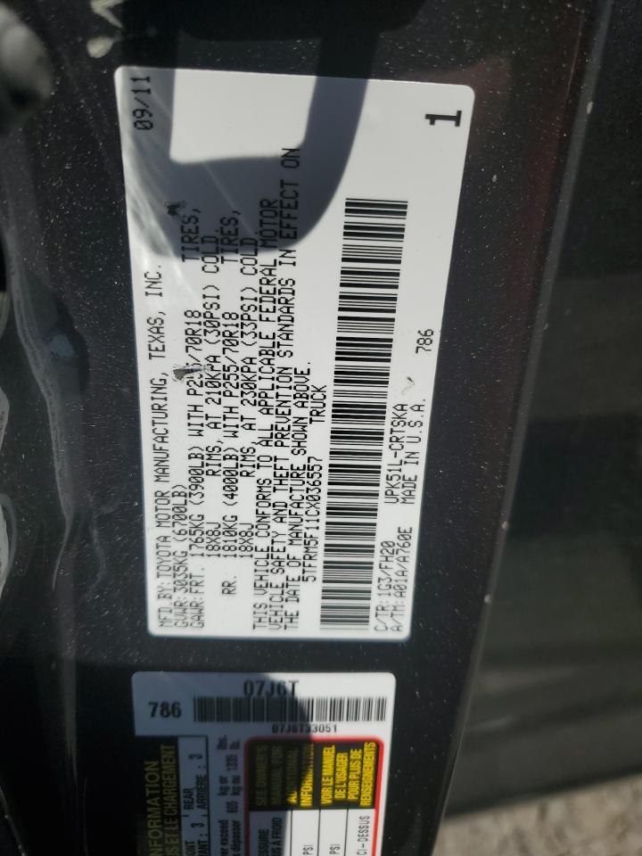 5TFRM5F11CX036557 2012 Toyota Tundra Double Cab Sr5