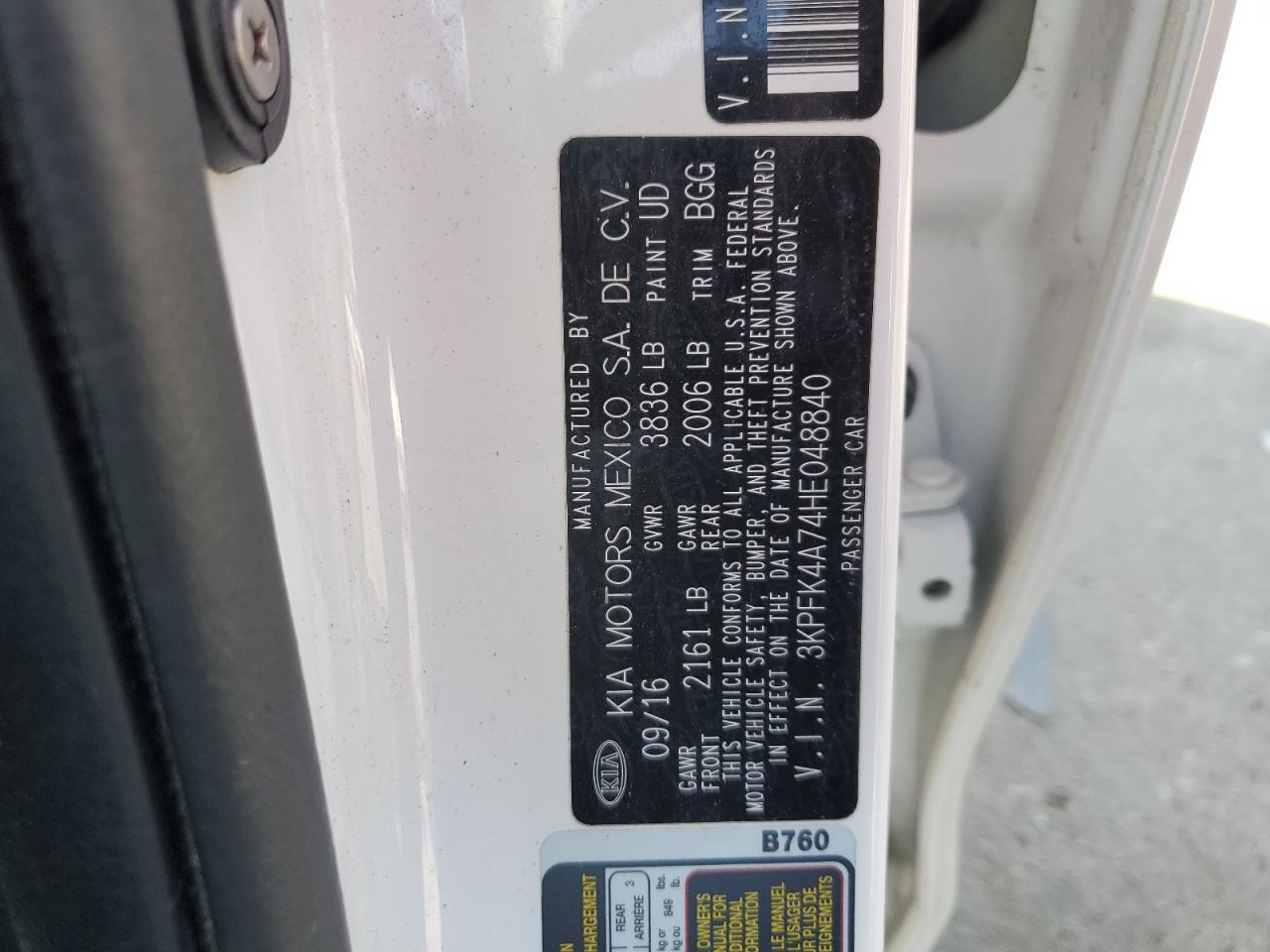 2017 Kia Forte Lx VIN: 3KPFK4A74HE048840 Lot: 61503584