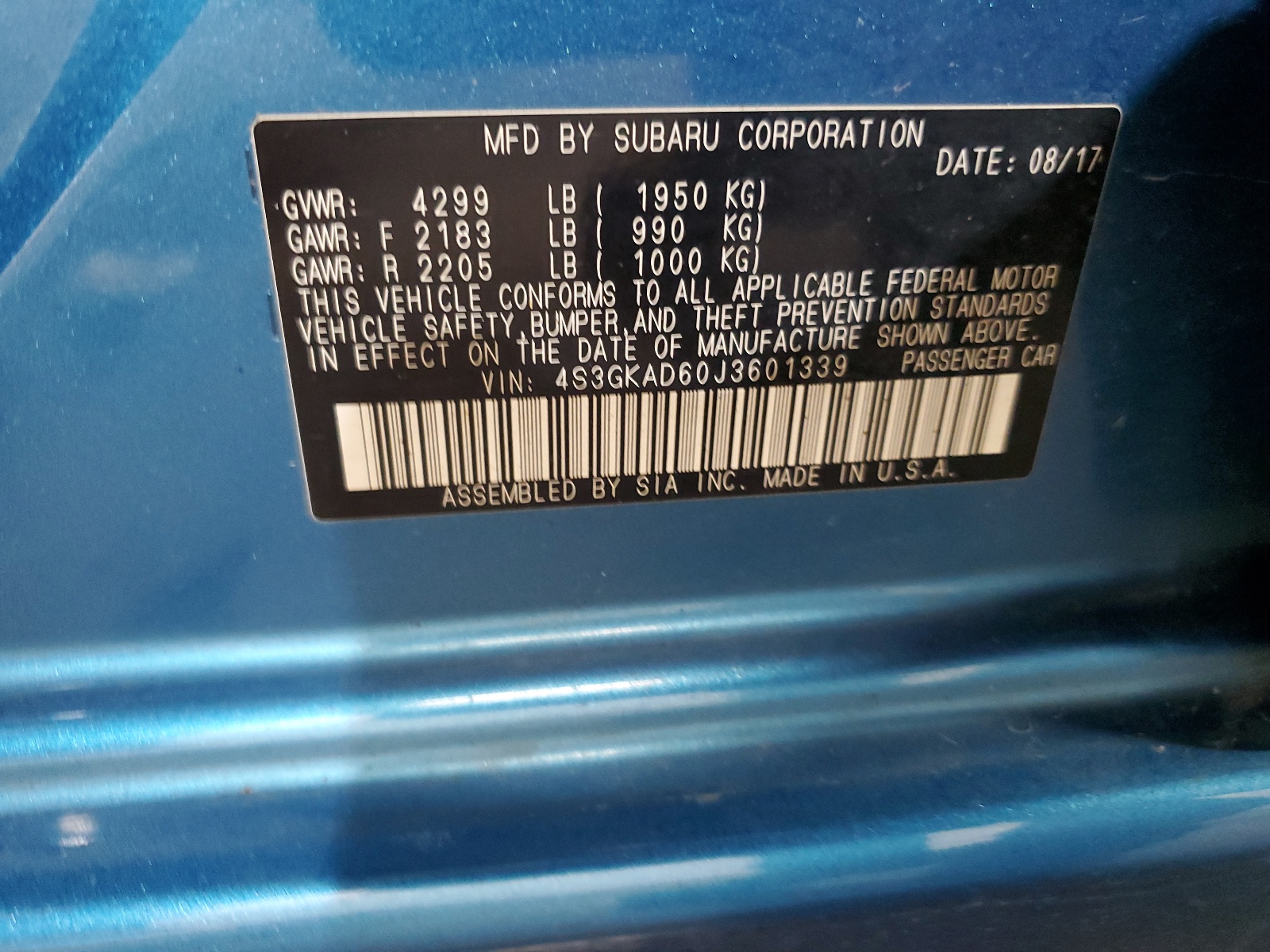 4S3GKAD60J3601339 2018 Subaru Impreza Premium Plus