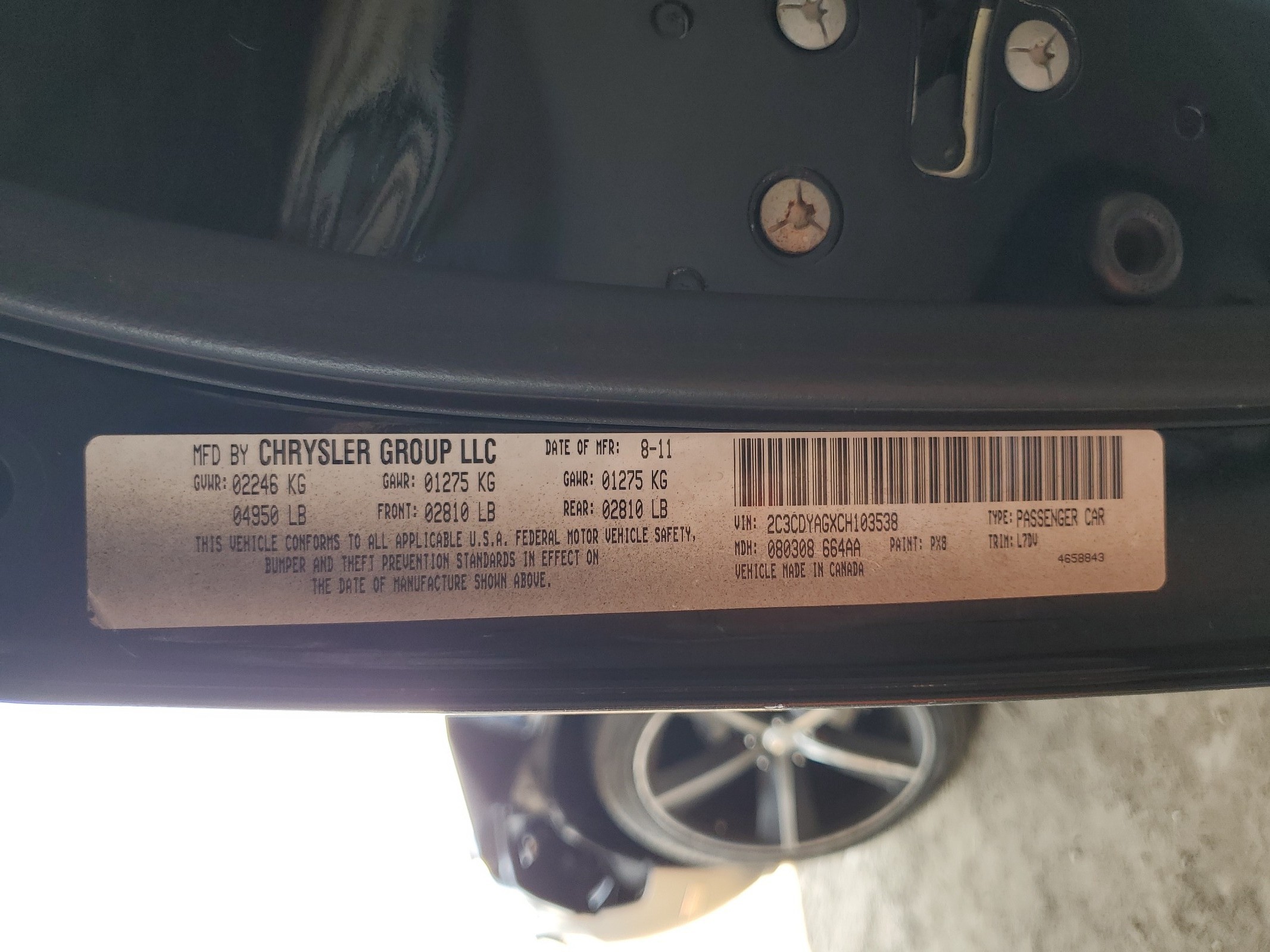 2C3CDYAGXCH103538 2012 Dodge Challenger Sxt