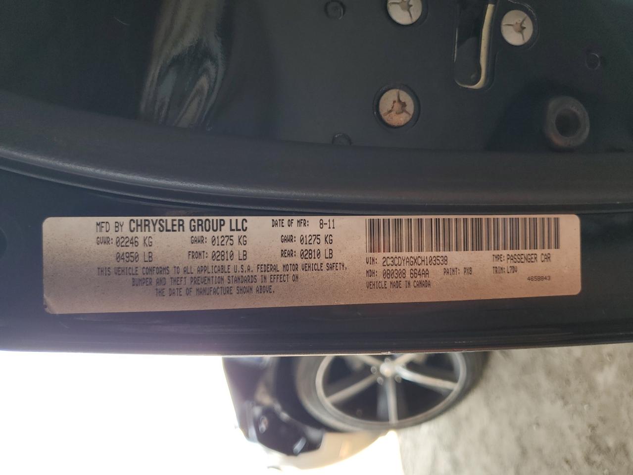 2012 Dodge Challenger Sxt VIN: 2C3CDYAGXCH103538 Lot: 62621264