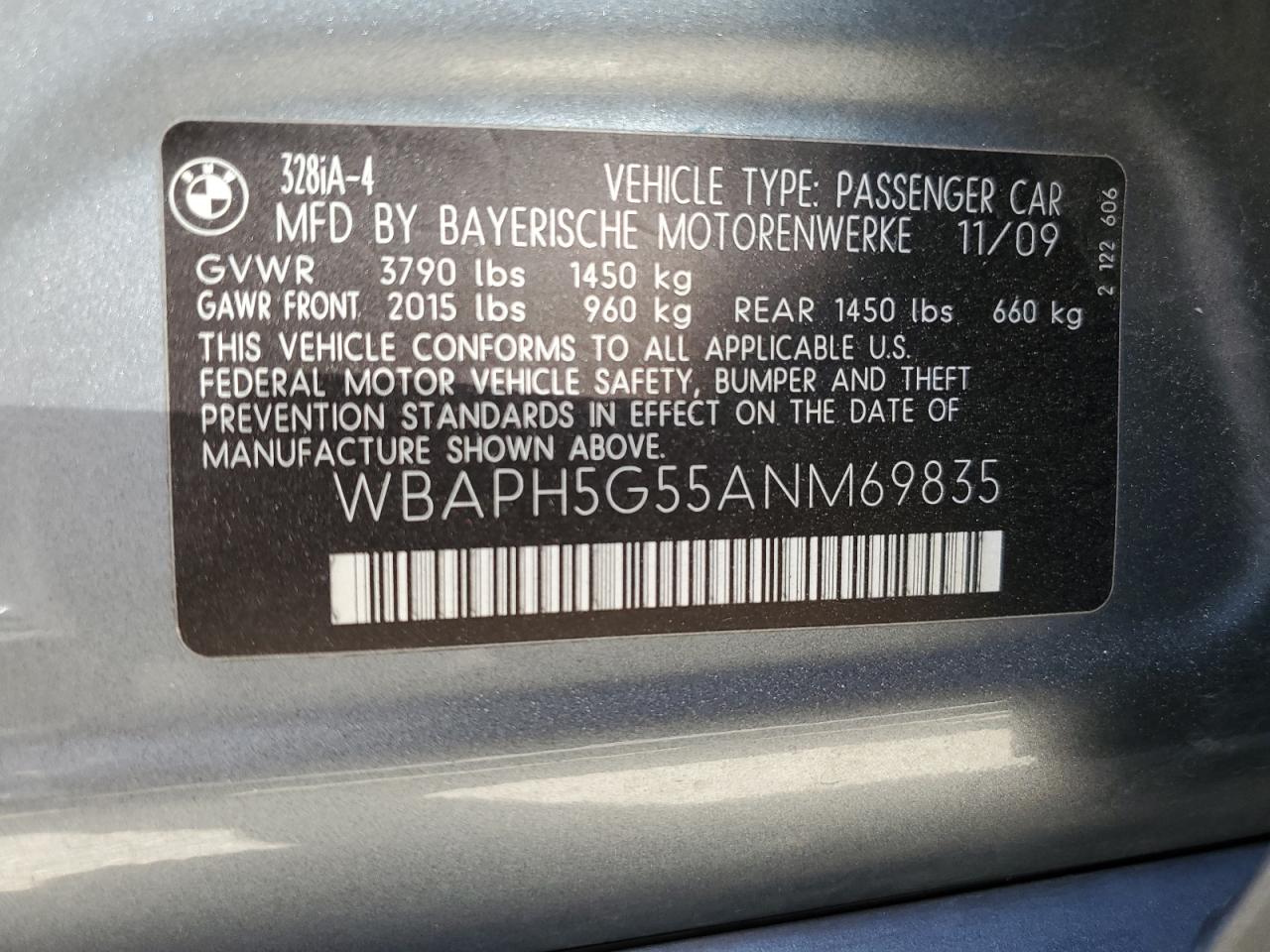 2010 BMW 328 I Sulev VIN: WBAPH5G55ANM69835 Lot: 63086014