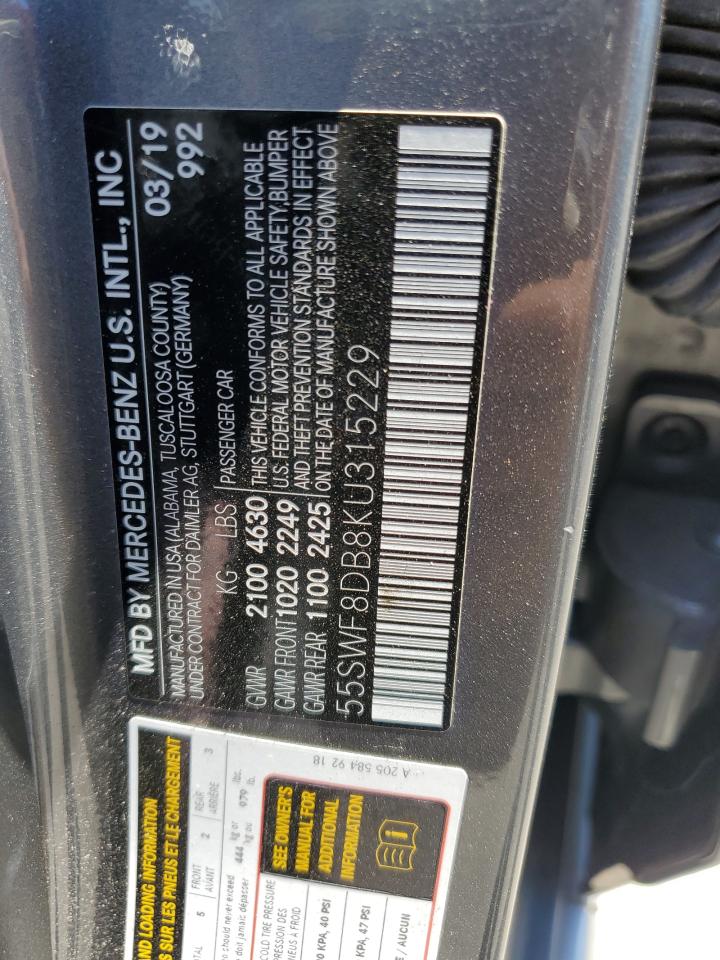 2019 Mercedes-Benz C 300 VIN: 55SWF8DB8KU315229 Lot: 61527614