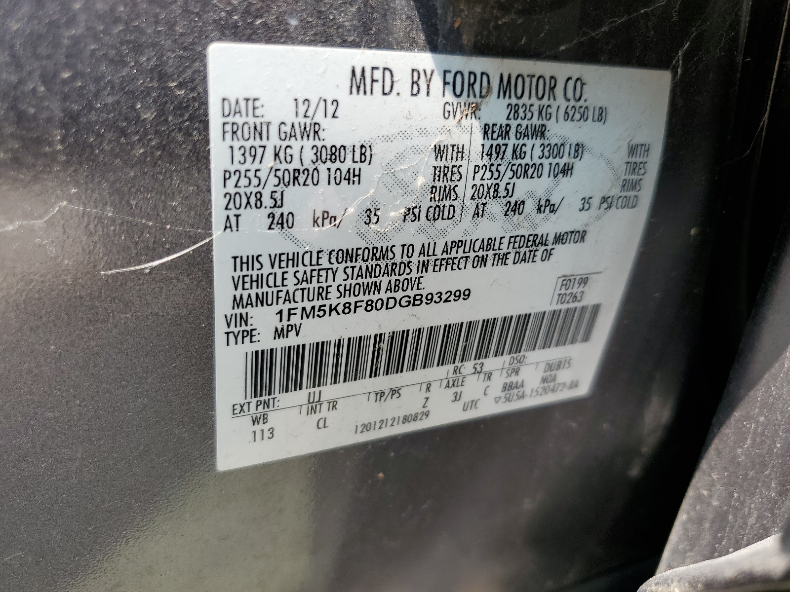 1FM5K8F80DGB93299 2013 Ford Explorer Limited