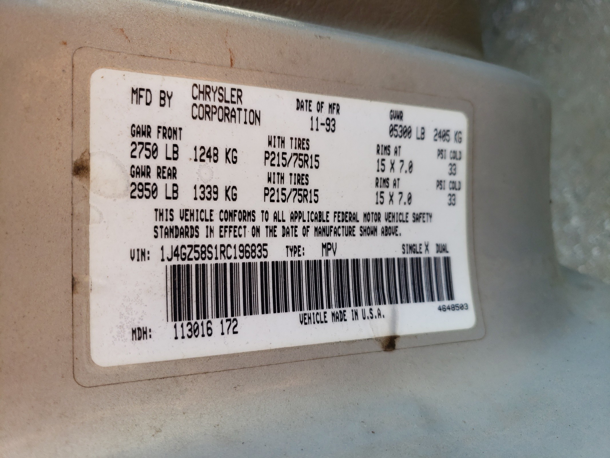 1J4GZ58S1RC196835 1994 Jeep Grand Cherokee Laredo