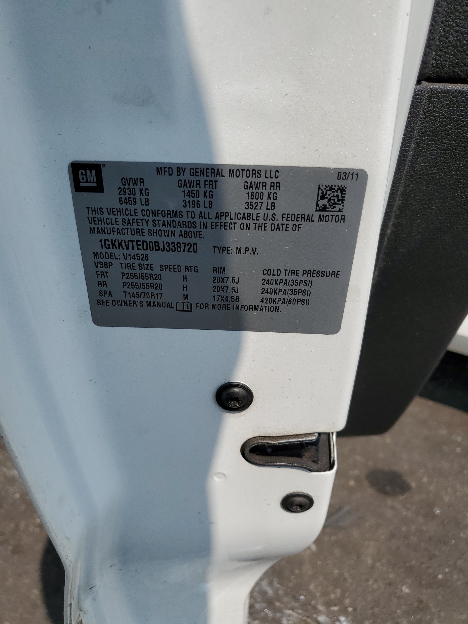 1GKKVTED0BJ338720 2011 GMC Acadia Denali