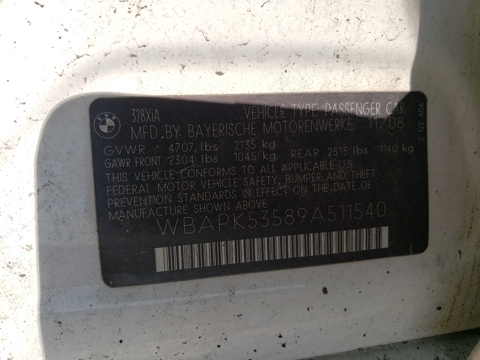 WBAPK53589A511540 2009 BMW 328 Xi Sulev