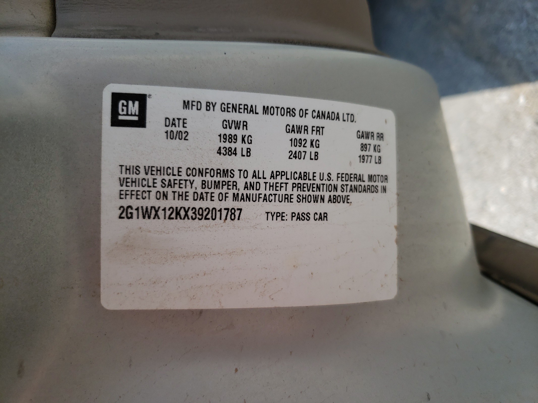 2G1WX12KX39201787 2003 Chevrolet Monte Carlo Ss