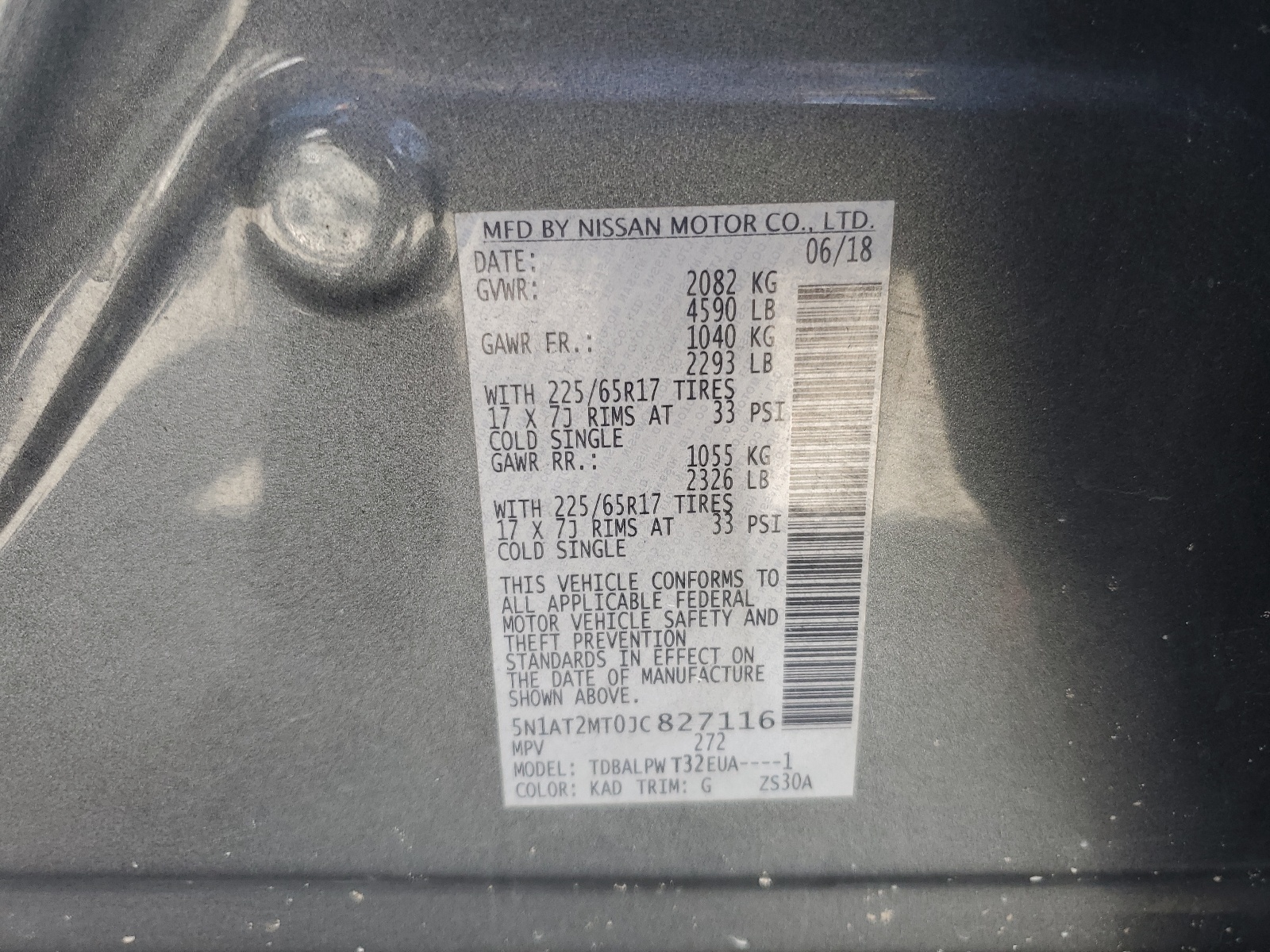 5N1AT2MT0JC827116 2018 Nissan Rogue S