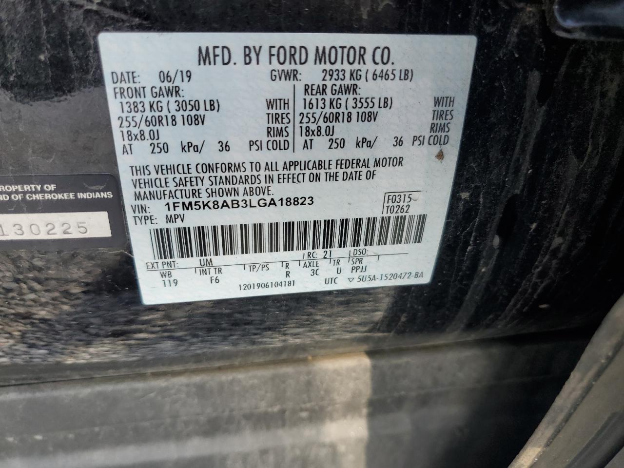 2020 Ford Explorer Police Interceptor VIN: 1FM5K8AB3LGA18823 Lot: 63843614