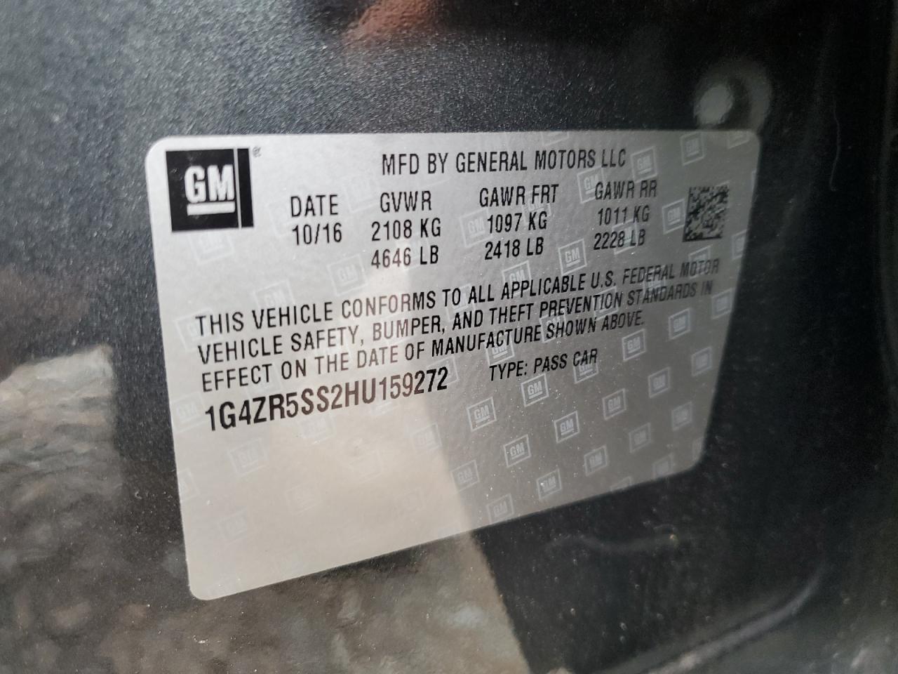 2017 Buick Lacrosse Premium VIN: 1G4ZR5SS2HU159272 Lot: 63926304