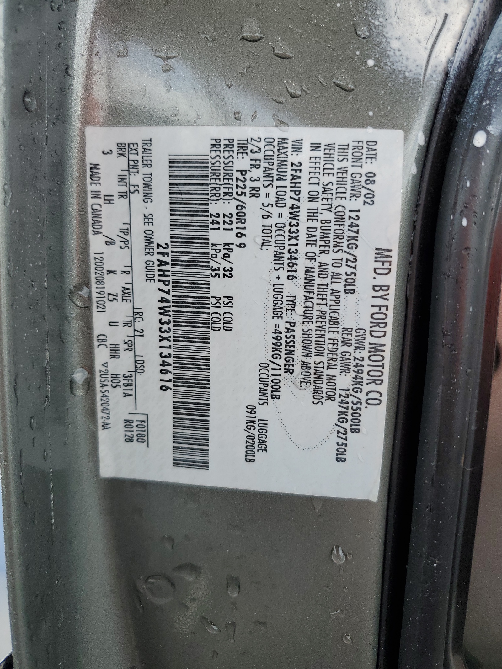 2FAHP74W33X134616 2003 Ford Crown Victoria Lx