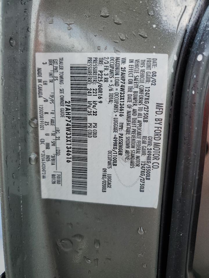 2003 Ford Crown Victoria Lx VIN: 2FAHP74W33X134616 Lot: 65451424