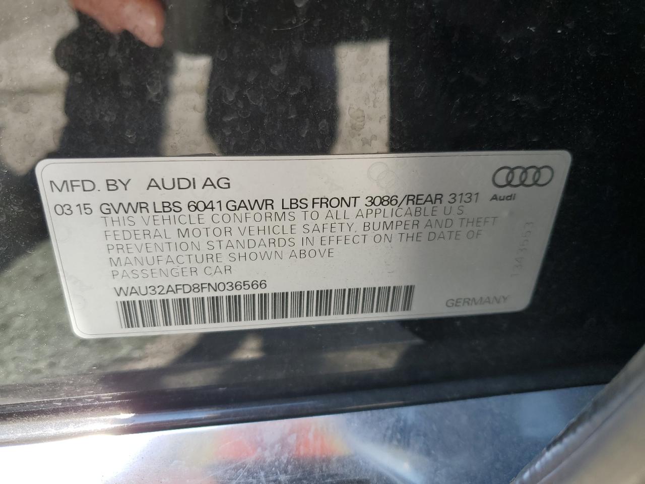 WAU32AFD8FN036566 2015 Audi A8 L Quattro