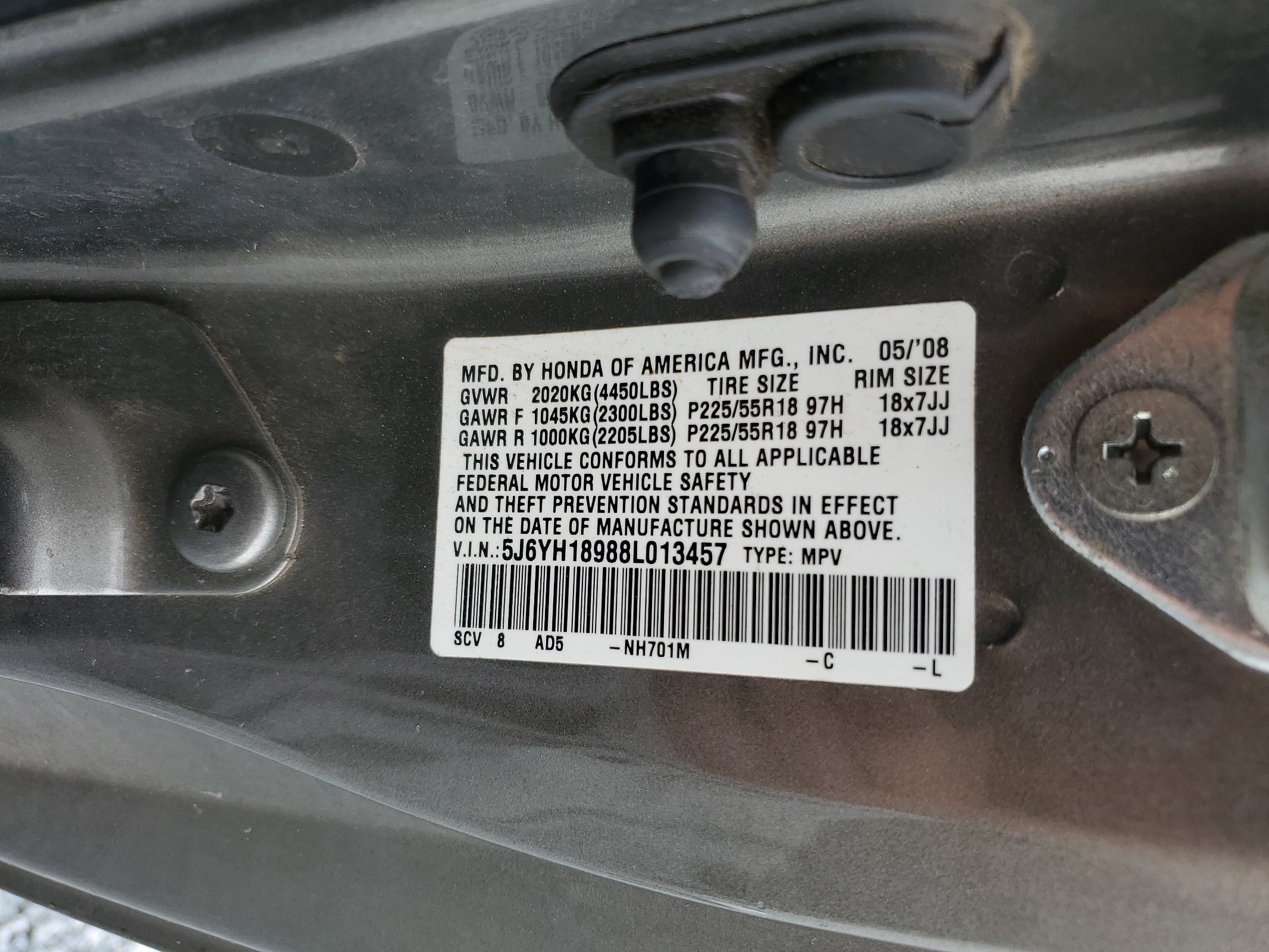 5J6YH18988L013457 2008 Honda Element Sc