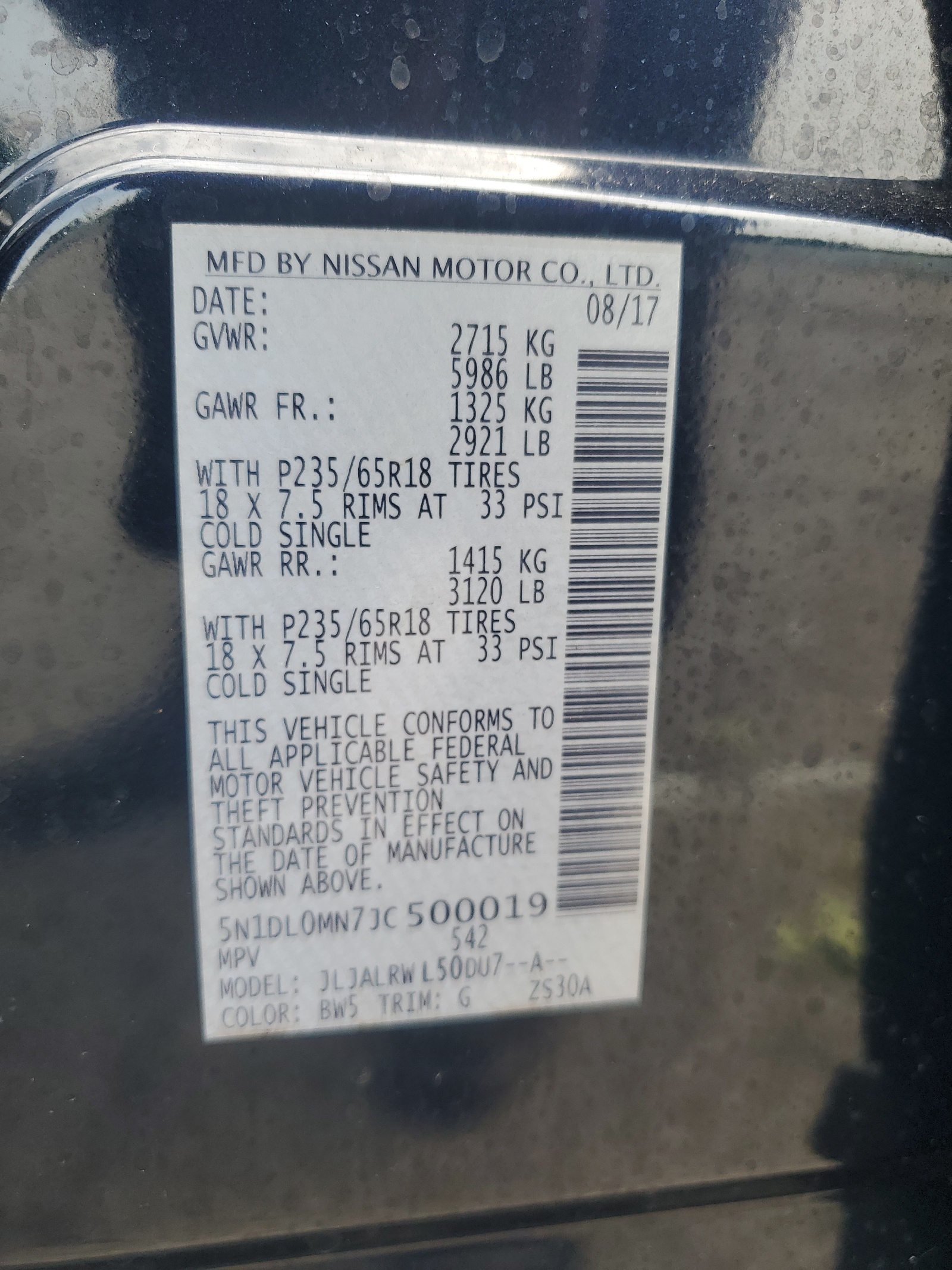 5N1DL0MN7JC500019 2018 Infiniti Qx60