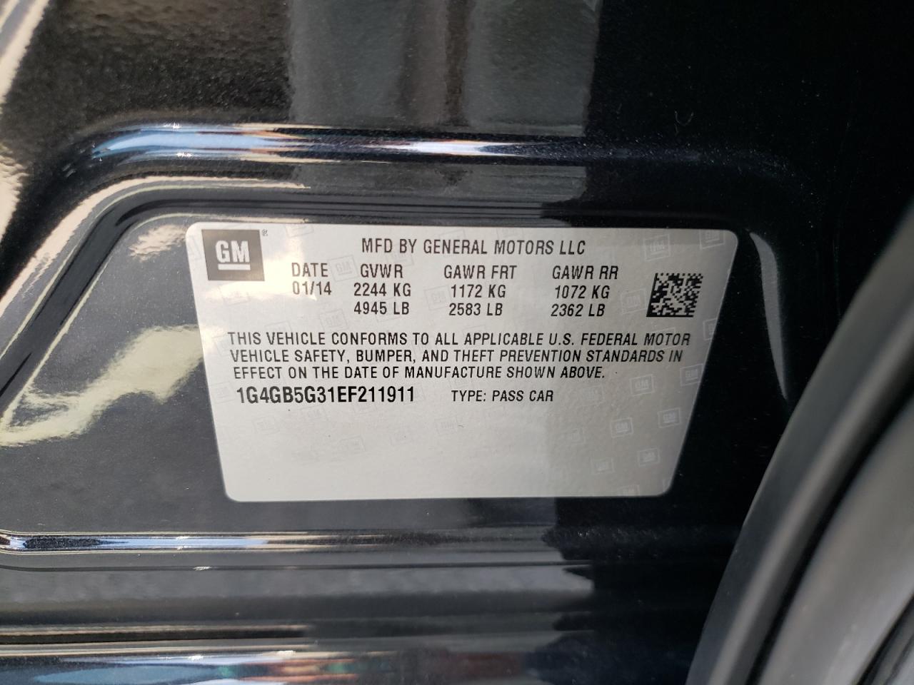 2014 Buick Lacrosse VIN: 1G4GB5G31EF211911 Lot: 64470994