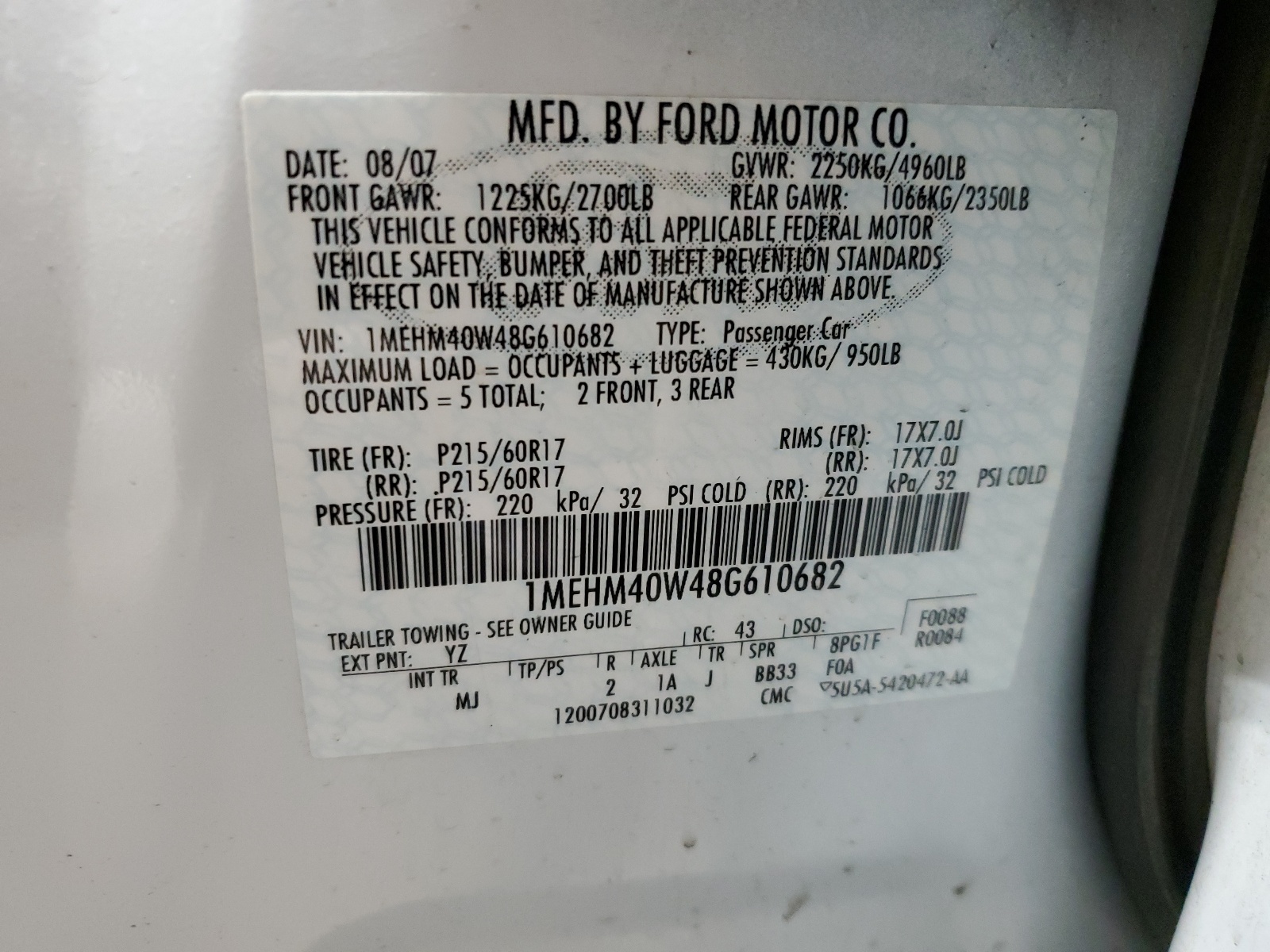 1MEHM40W48G610682 2008 Mercury Sable Luxury