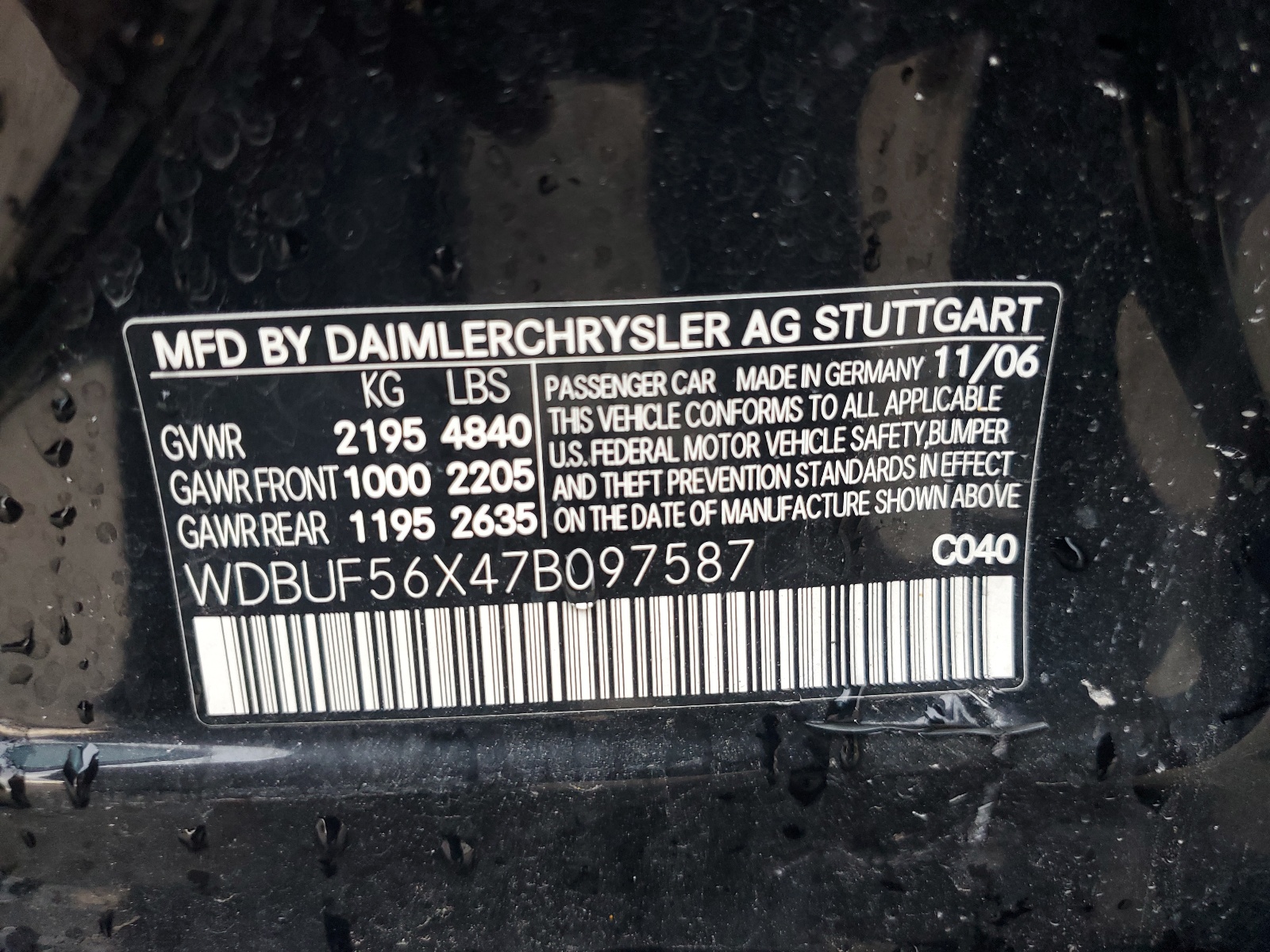 WDBUF56X47B097587 2007 Mercedes-Benz E 350