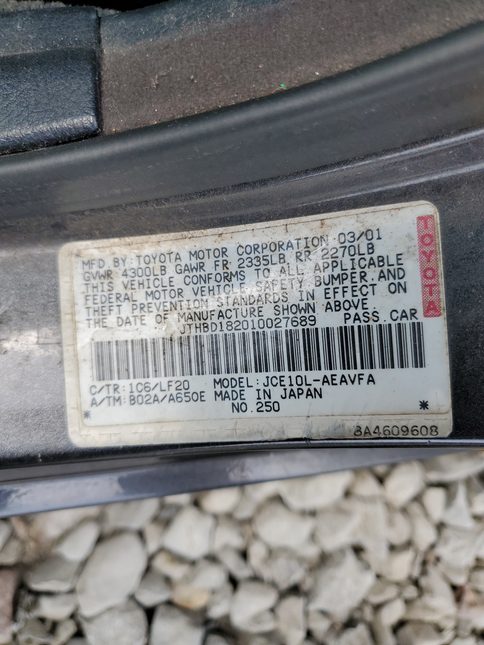 JTHBD182010027689 2001 Lexus Is 300