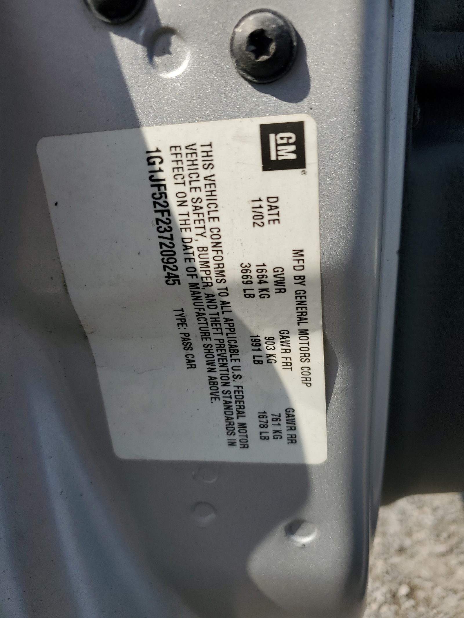 1G1JF52F237209245 2003 Chevrolet Cavalier Ls