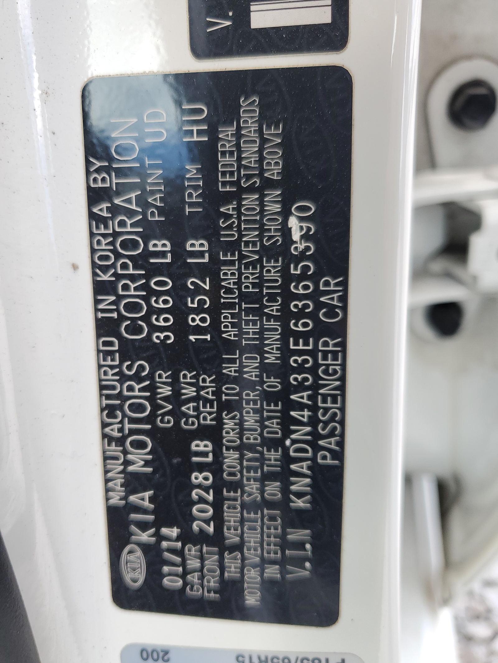 KNADN4A33E6365390 2014 Kia Rio Ex