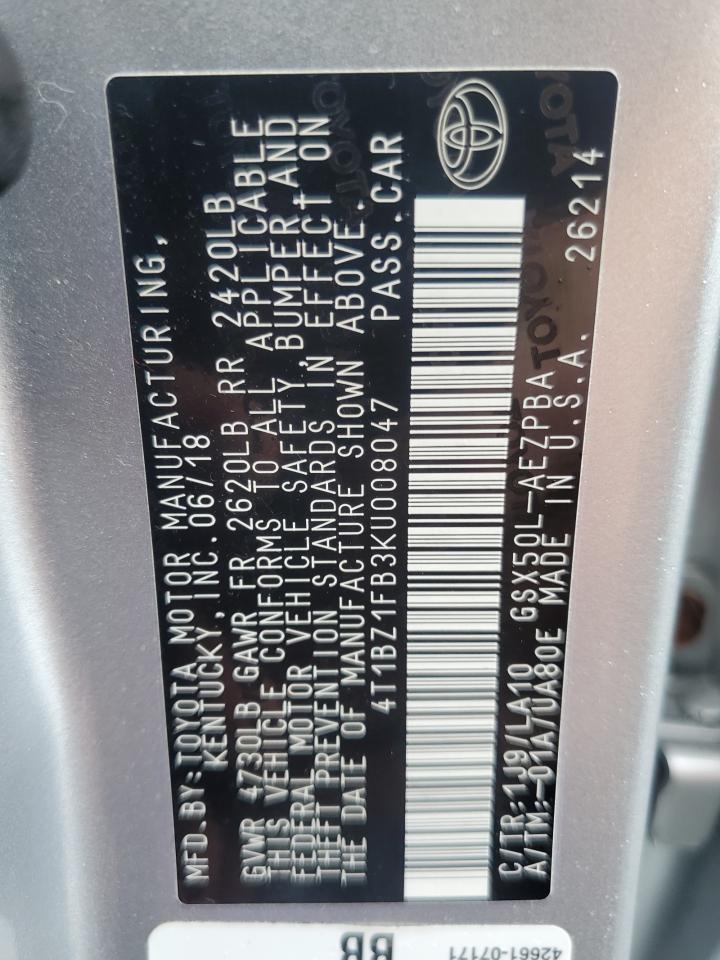 2019 Toyota Avalon Xle VIN: 4T1BZ1FB3KU008047 Lot: 63814874