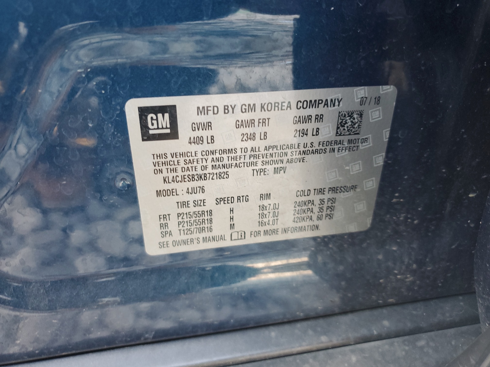 KL4CJESB3KB721825 2019 Buick Encore Preferred