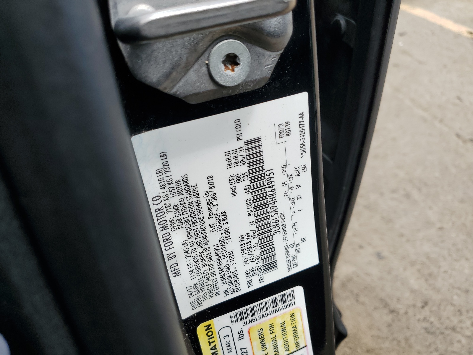 3LN6L5A94HR649951 2017 Lincoln Mkz Premiere