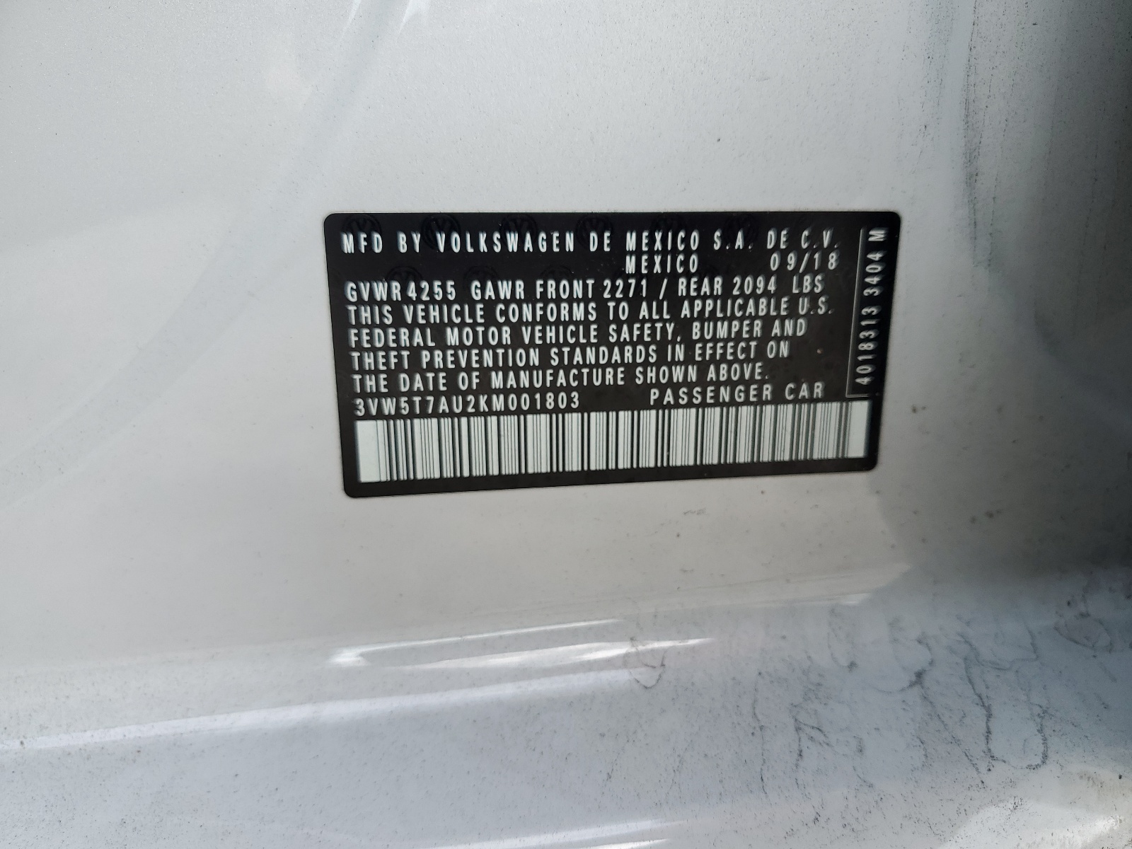 3VW5T7AU2KM001803 2019 Volkswagen Gti S