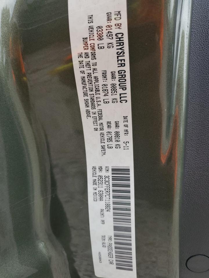 2012 Fiat 500 Lounge VIN: 3C3CFFER7CT118824 Lot: 63070434