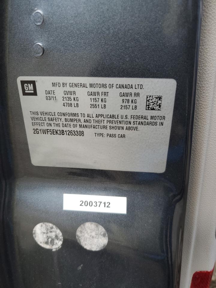 2011 Chevrolet Impala Ls VIN: 2G1WF5EK3B1263308 Lot: 62035584