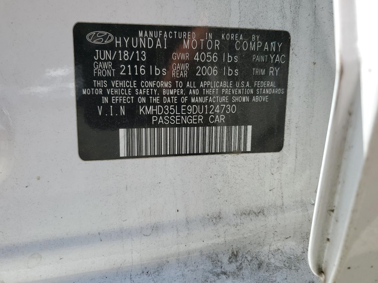 2013 Hyundai Elantra Gt VIN: KMHD35LE9DU124730 Lot: 63802334