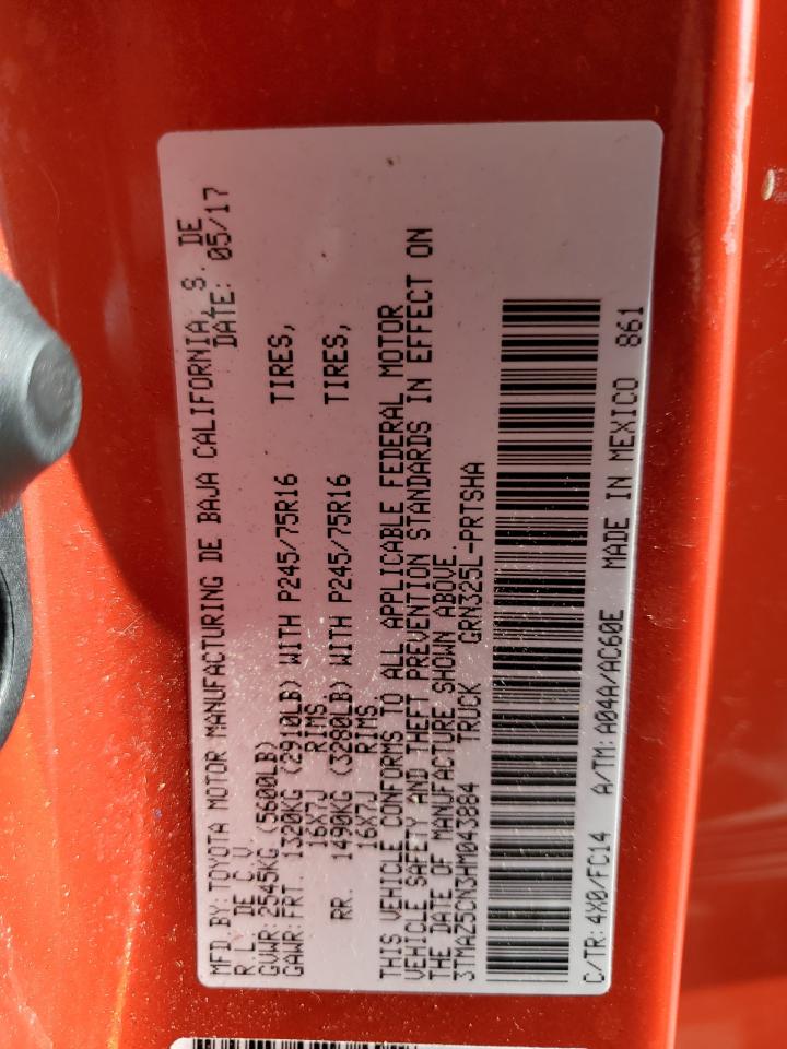 2017 Toyota Tacoma Double Cab VIN: 3TMAZ5CN3HM043884 Lot: 65195564