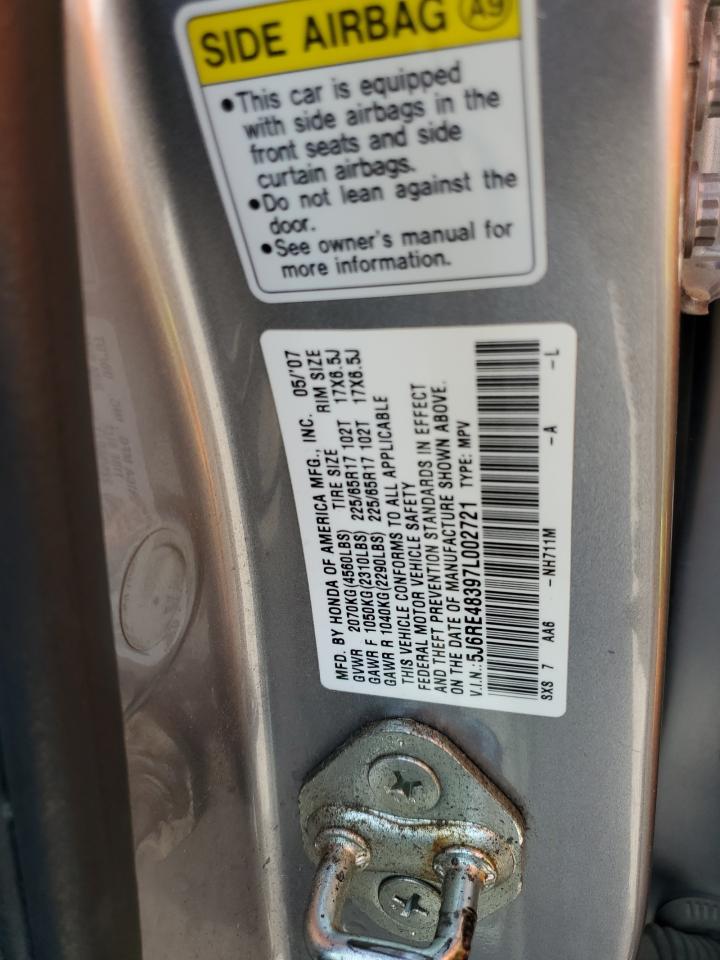 2007 Honda Cr-V Lx VIN: 5J6RE48397L002721 Lot: 62943174