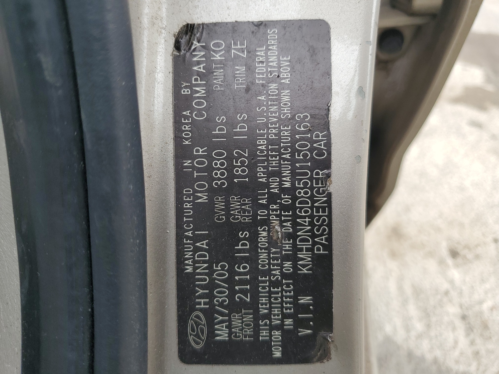 KMHDN46D85U150163 2005 Hyundai Elantra Gls