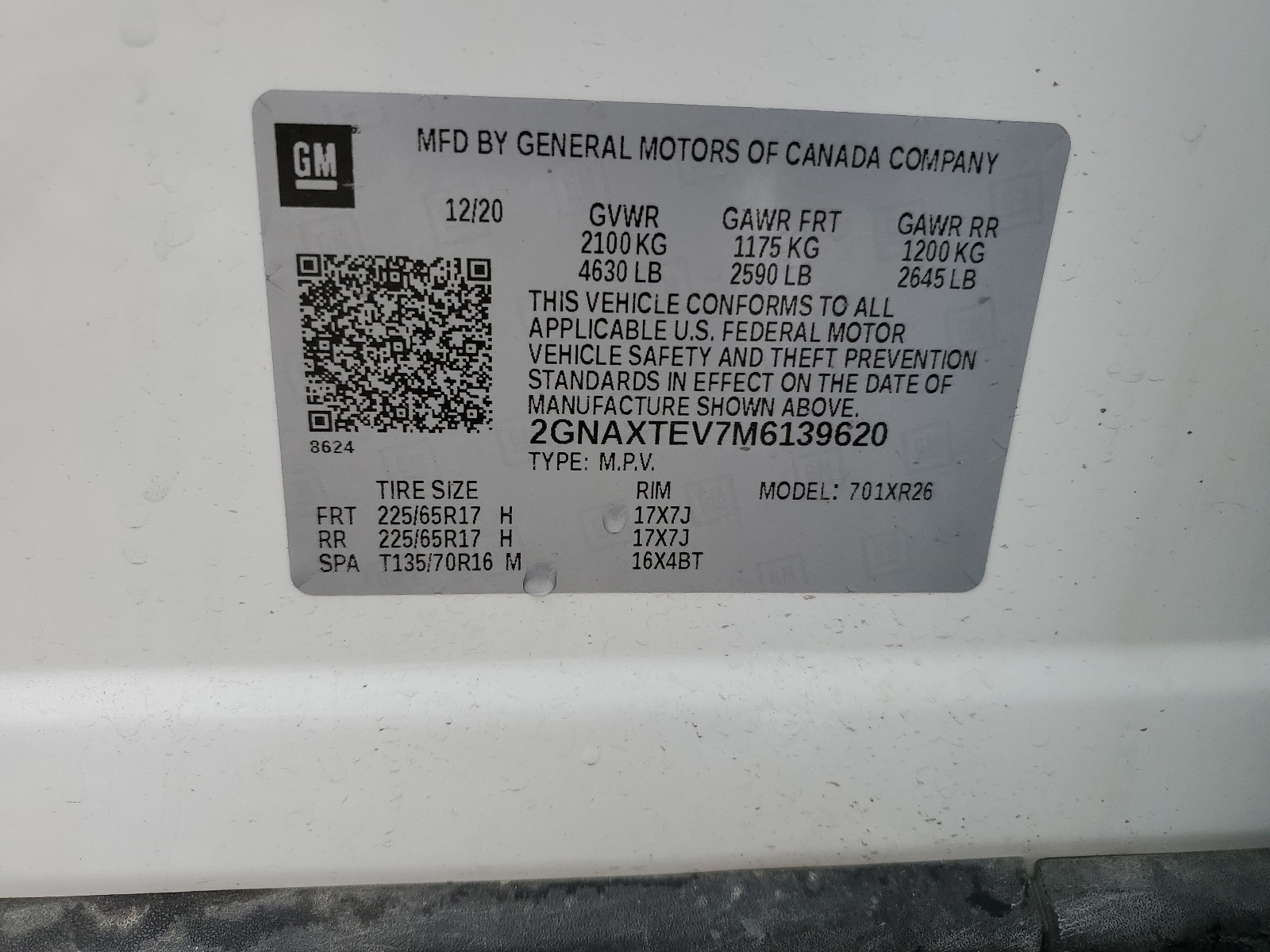 2GNAXTEV7M6139620 2021 Chevrolet Equinox Lt