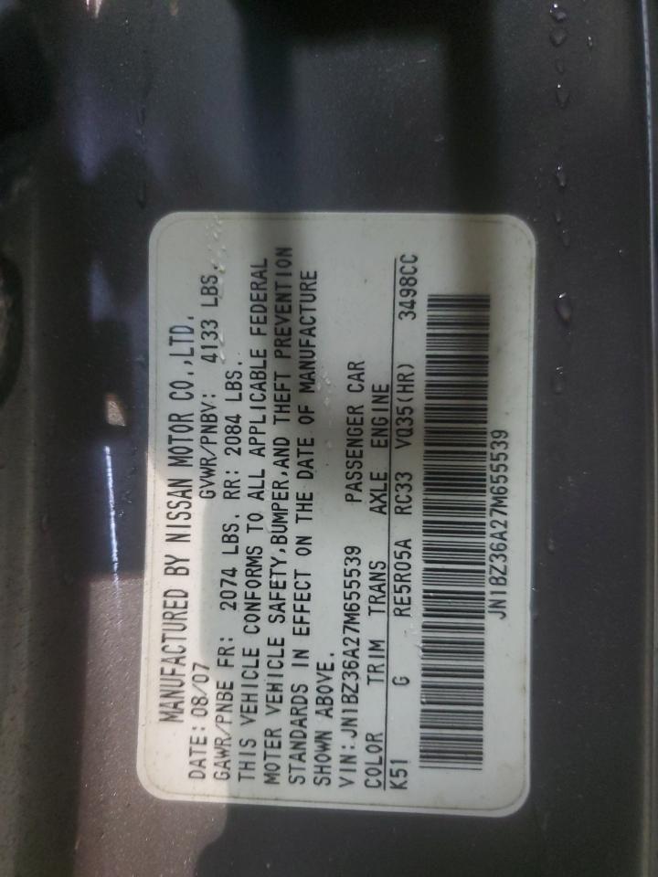 2007 Nissan 350Z Roadster VIN: JN1BZ36A27M655539 Lot: 63031814