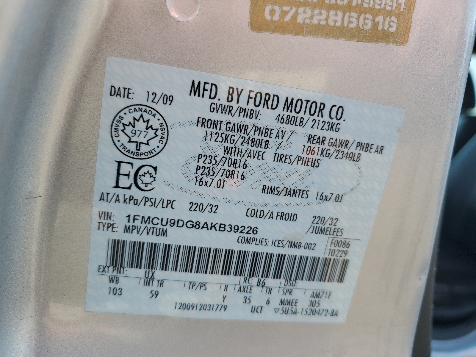 1FMCU9DG8AKB39226 2010 Ford Escape Xlt