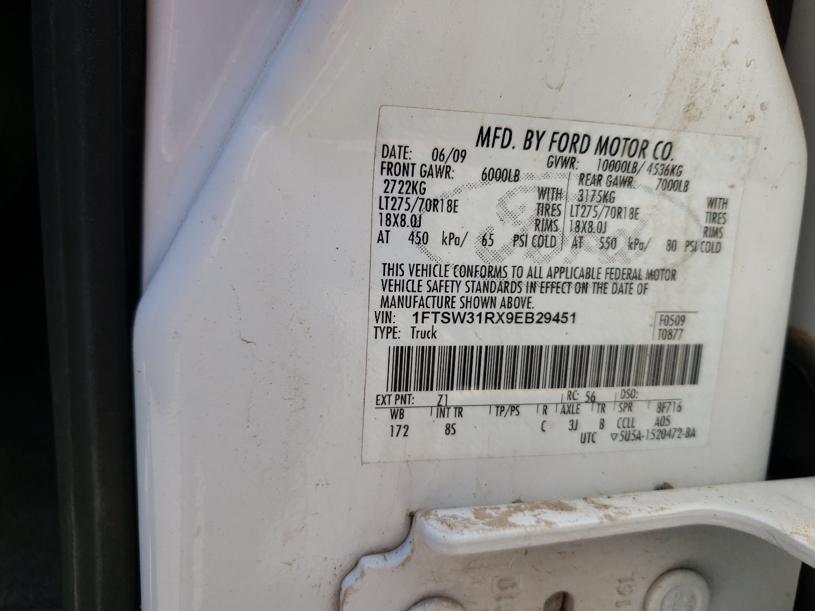 1FTSW31RX9EB29451 2009 Ford F350 Super Duty