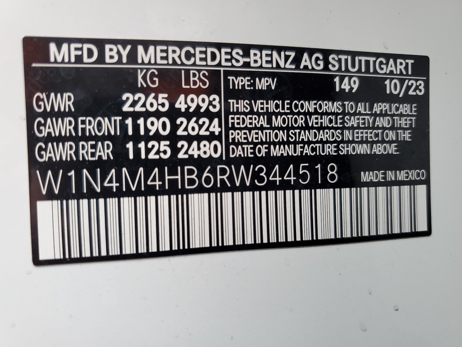 W1N4M4HB6RW344518 2024 Mercedes-Benz Glb 250 4Matic