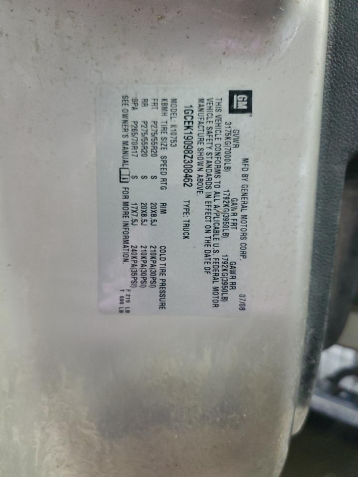 2008 Chevrolet Silverado K1500 VIN: 1GCEK19098Z308462 Lot: 61806064