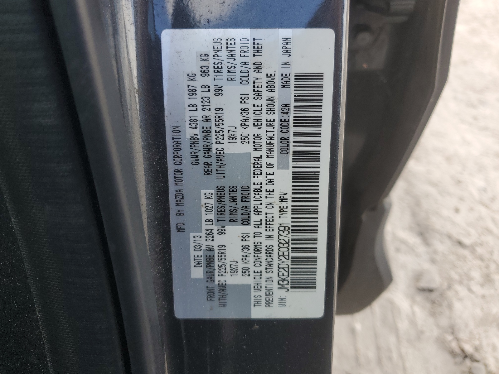 JM3KE2DY2E0327391 2014 Mazda Cx-5 Gt