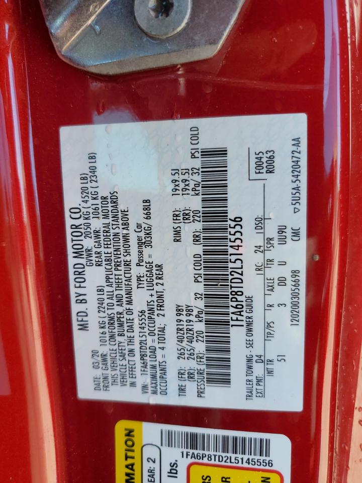 2020 Ford Mustang VIN: 1FA6P8TD2L5145556 Lot: 63825674